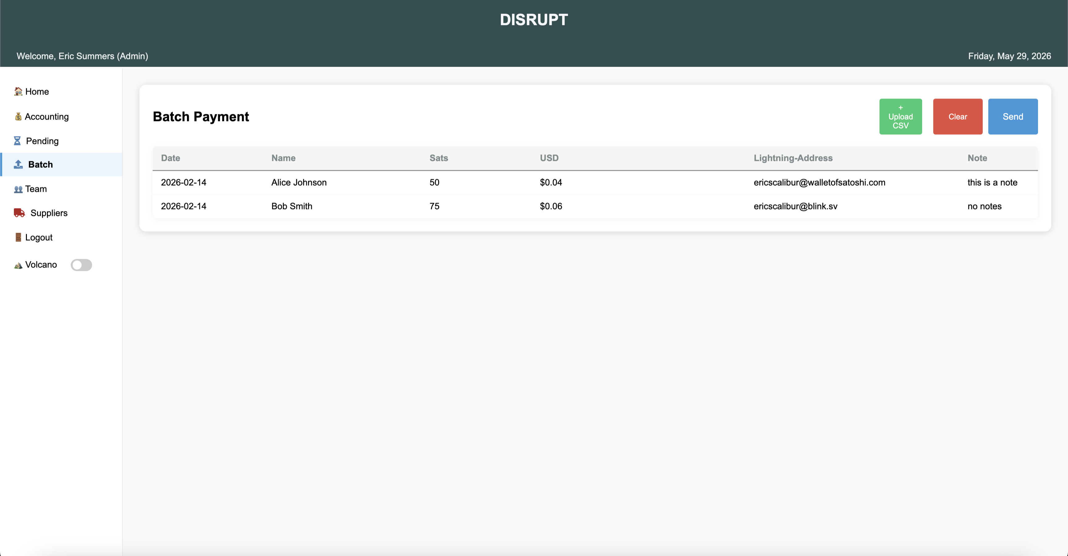 Batch payments