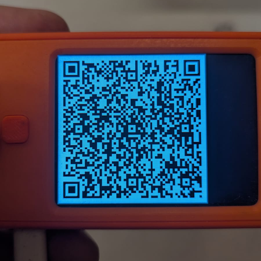 QR code of the encrypted seed, shown on a SeedSigner screen